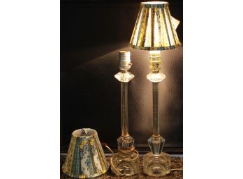 Pair Of Pierre Deux Table Lamps With Glass Base