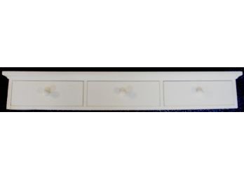 White Pottery Barn Hanging Wall Shelf With 3 Drawers