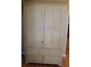 British Traditions Inc Wooden Wardrobe With Shelves And 5 Drawers