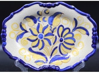 Handpainted Ceramic Serving Plate With Floral Design