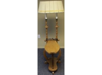 Vintage Wooden Table With Dual Lamp On Top