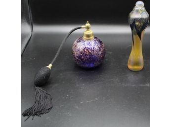 Brian Maytum Perfume Bottle Hand Blown In 1982 And Decorative Round Perfume Bottle Set