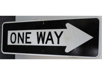 Metallic Black And White One Way Road Sign