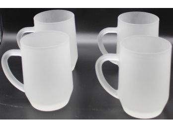Set Of 4 Frosted Glass Drinking Mugs