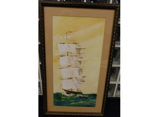 Vintage Framed Sailboat By Benvenuto Cellini
