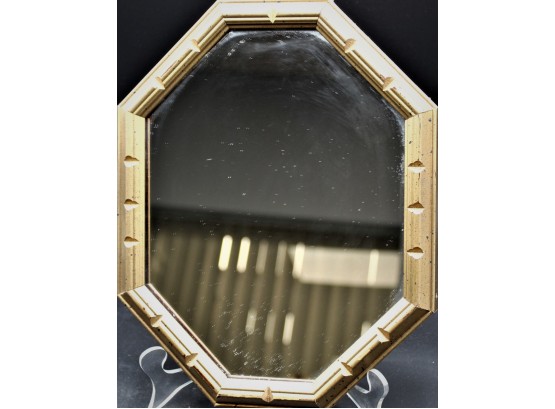 Small Vintage Bronze Colored Edge Notched Wall Mirror