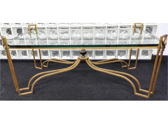 Glass Top With Gold Metal Base Coffee Table