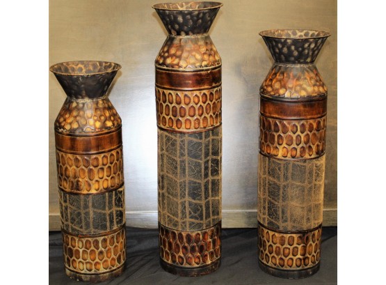Rustic Metal Vase Set - Set Of Three
