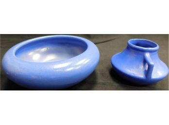 Decorative Blue Ceramic Pottery Bowl And Creamer Set