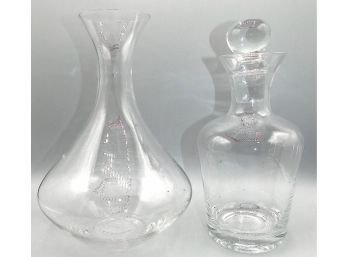 Glass Decanter & Glass Vase