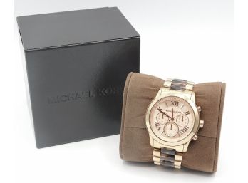 Michael Kors Cooper Chrono Gold Dial Tortoise Band Quartz  Watch MK6155, In Original Box