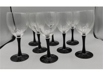 Black Stem Glass Wine Glasses, Set Of 8
