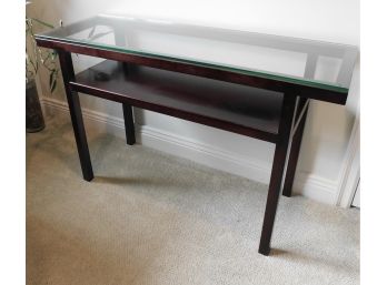 Wood Entry Table With Glass Top