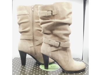 Kelly & Katie Tan Suede Christy Slouchy Boots, Size 5.5