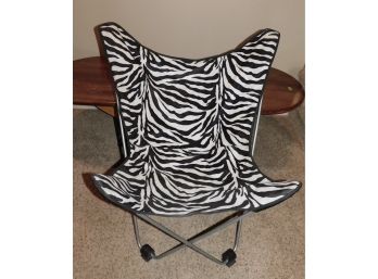 Pair Of Zebra Print Fold Up Lounge Chairs