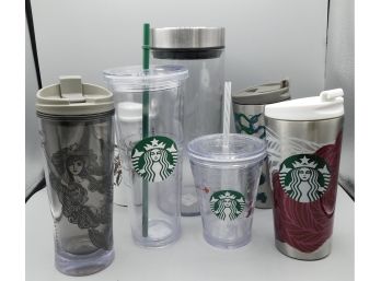 Assorted Lot Of Starbucks Travel Cups & Starbucks Canister
