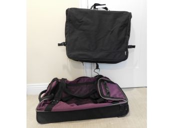 Samsonite Purple Duffel Bag With Wheels & American Tourist Garment Bag