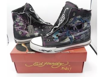 Ed Hardy High Rise Sherpa Shoes, Kids Size 4, In Box