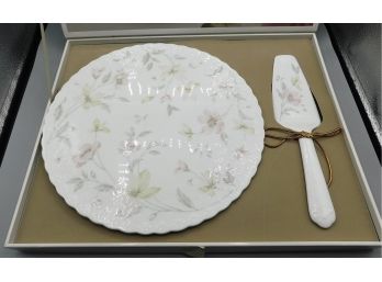 Mikas Bone China Cake Serving Set-Pastel Garden Pattern B2055 With Orig Box