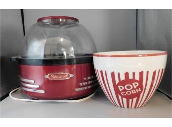 Nostalgia Electrics Retro Series Stirring Popcorn Maker & Ceramic Popcorn Bowl