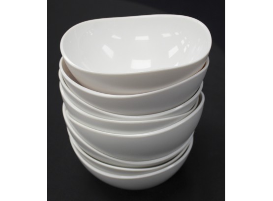 WOVO Set Of 8 White Plastic Cereal/salad Bowls