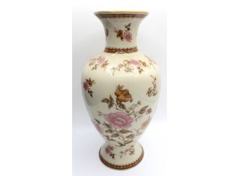 Ivory Vase With Flowers And Gold Rim