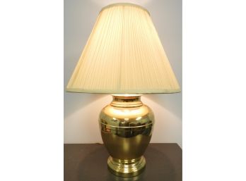 Brass Table Lamp With Pleated Shade