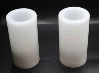 Set Of 2 White Battery Operated Led Flameless Candles