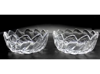 Leaf Etched Glass Candy Dishes - Set Of 2