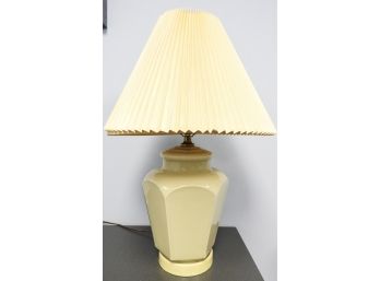 Ivory Ceramic Table Lamp With Pleated Shade