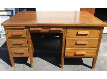 Vintage Oak Partners Desk 5 Drawer