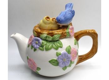 Teleflora Floral Teapot - Mother Bird Feeding Baby Birds