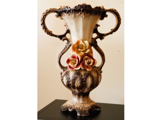 Vintage  Italian Big Capodimonte Vase - Made In Italy - H17 L14 W7.5 (DR)