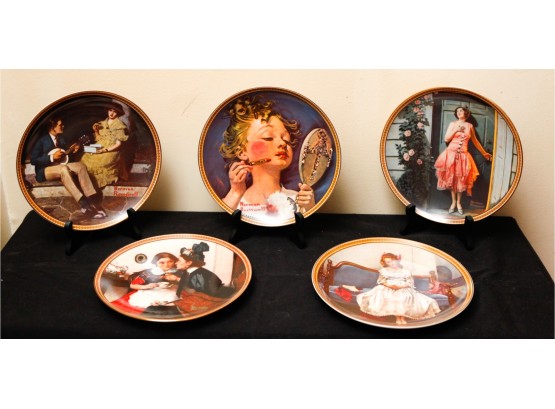 Lot Of 5 Decorative Plates - Norman Rockewell (k)