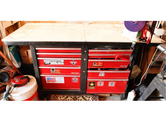 Craftsman Tool Table Filled W/ Assorted Tools - H35 X L60 X W23.5 (G)