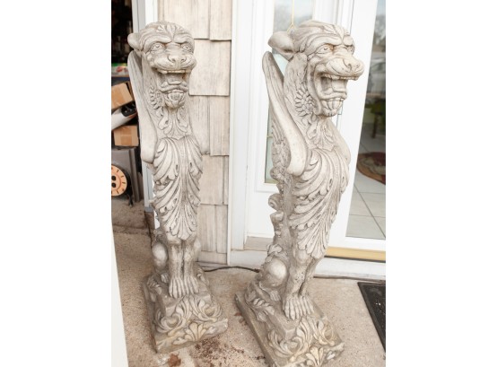 Lot Of 2 Chinese Dragon Statues - H39 X L10 X W13 (outside)