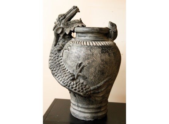 Stunning Ceramic Vase W/ Dragon - Heavy - H21 X 12' Round (SR)