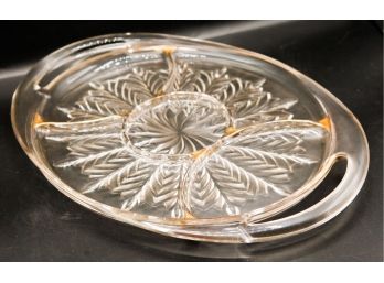 Charming Vintage Glass Cut Serving Tray (K)