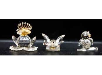 Lot Of 3 Small Crystal Figurines (kitchen)