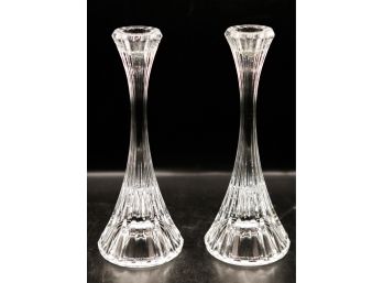 Lot Of 2 Mikasa Crystal Candle Holders (kitchen)
