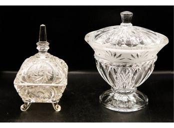 A Pair Of Charming Glass Candy Dishes (DR)