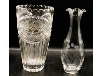 Lot Of 2 Beautiful Glass Vases (K)