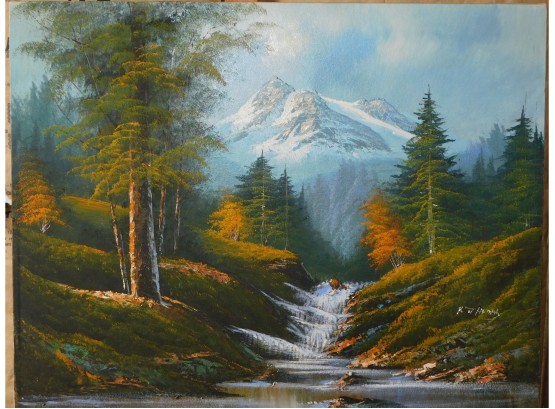Scenic Mountain View Painting On Canvas