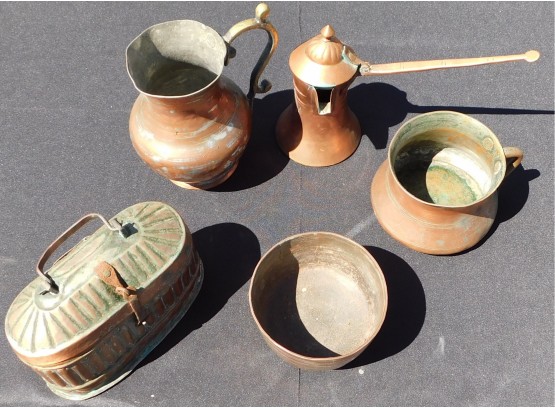 Assorted Lot Of Copper Kitchenware