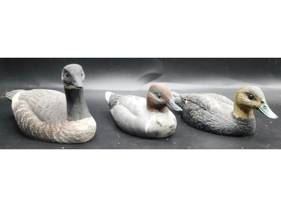 1990's  All Artist Signed Set Of Three Handmade Ducks 1990 Teal Drake Duck