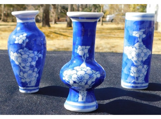 Set Of Three Small Decorative Porcelain Vases
