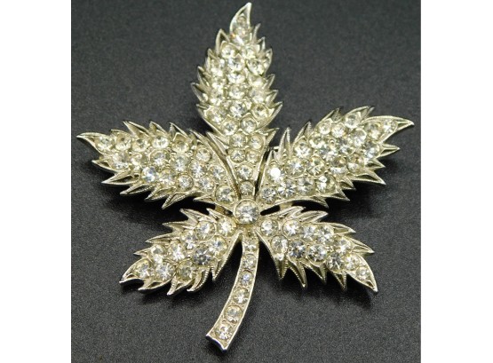 Vintage Silver Tone Leaf Brooch Pin