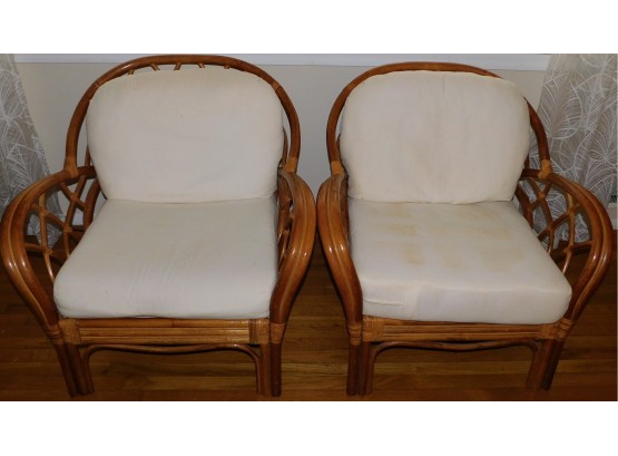 Vintage Rattan Chair Set Pair