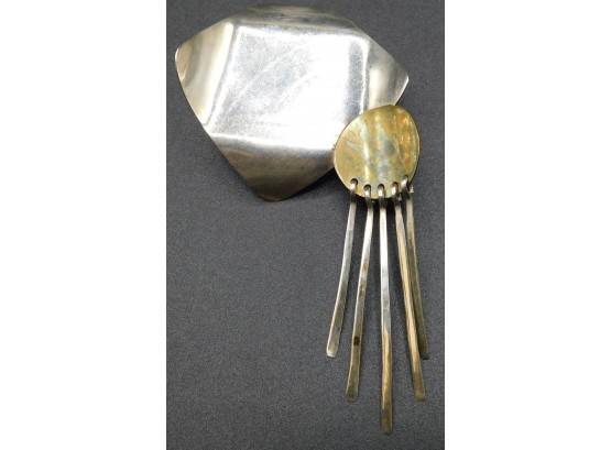 Mexican Silver Geometric Brooch Pin