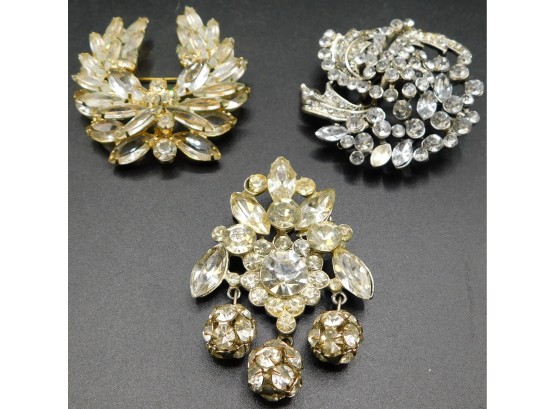 Set Of Three Gold And Silver Tone Brooch Pins